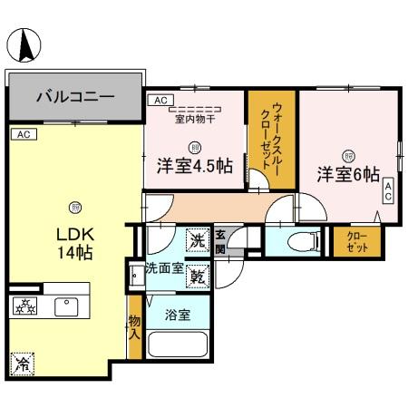 【大阪市住吉区山之内のアパートの間取り】