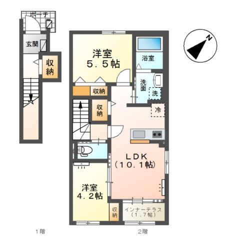 【（仮称）東金市堀上新築アパートの間取り】