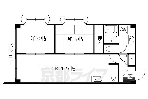 京都市北区上賀茂桜井町のマンションの間取り