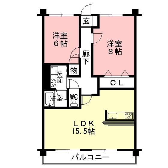 各務原市蘇原花園町のアパートの間取り