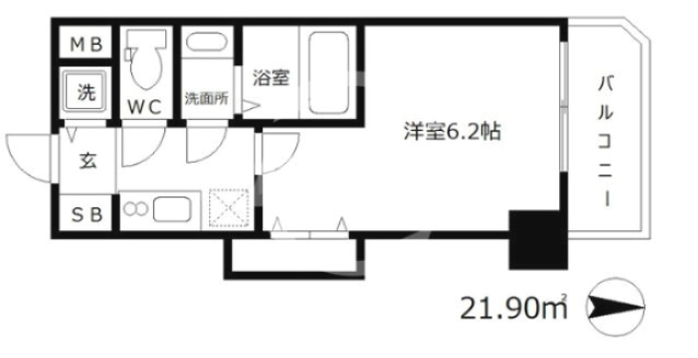 大阪市浪速区難波中のマンションの間取り