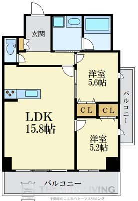 福岡市東区箱崎ふ頭のマンションの間取り