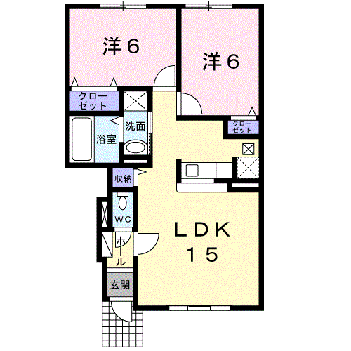 苫小牧市ウトナイ北のアパートの間取り