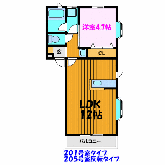 郡山市島のアパートの間取り