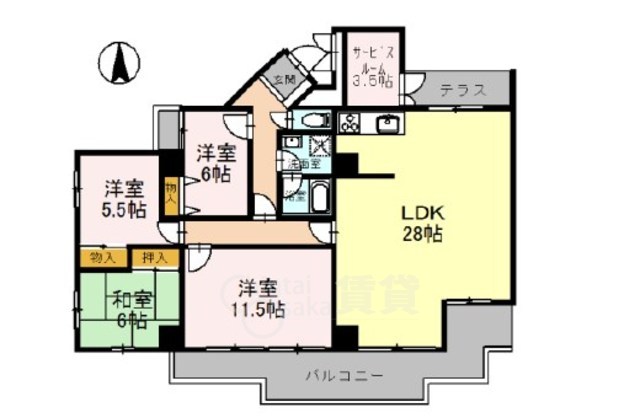 吹田市千里山東のマンションの間取り