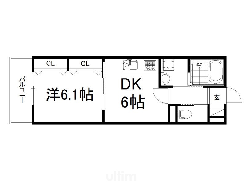 京都市伏見区向島本丸町のマンションの間取り