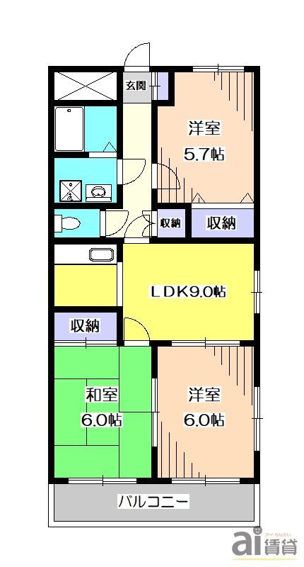 西武新宿線 小平駅 徒歩24分 3階建 築26年の間取り写真