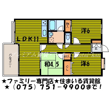 京都市左京区吉田河原町のマンションの間取り