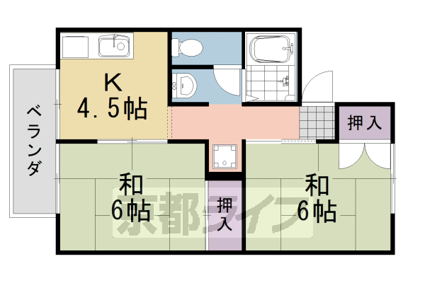 【京都市西京区大枝沓掛町のアパートの間取り】