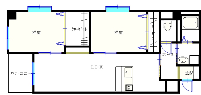 鹿児島市長田町のマンションの間取り