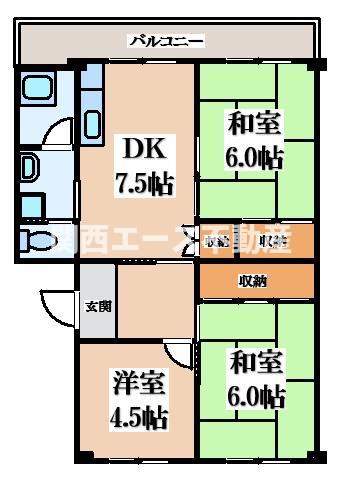 ペア大東朋来団地35棟の間取り