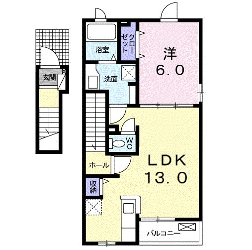 愛知県名古屋市緑区大高台３（アパート）の賃貸物件の間取り