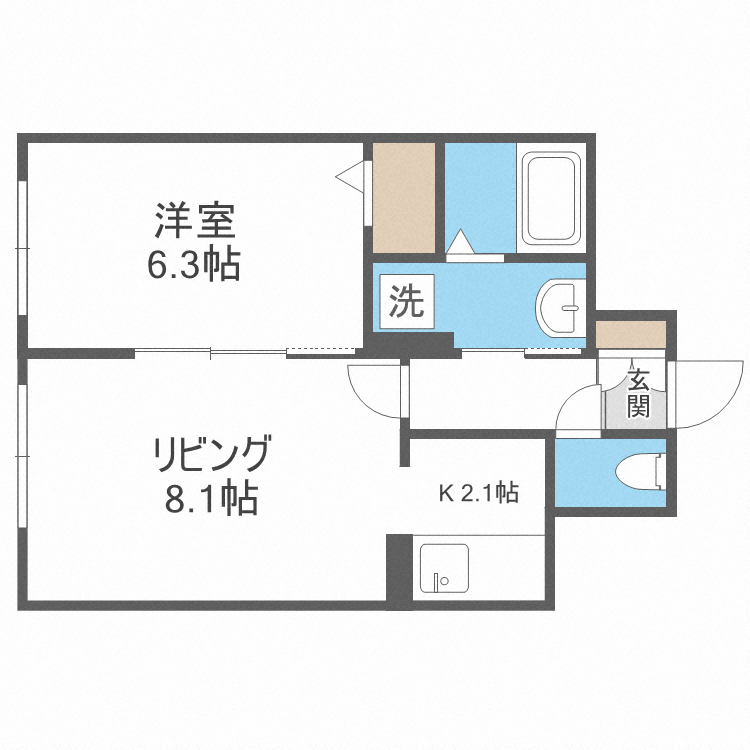 札幌市中央区北十五条西のマンションの間取り
