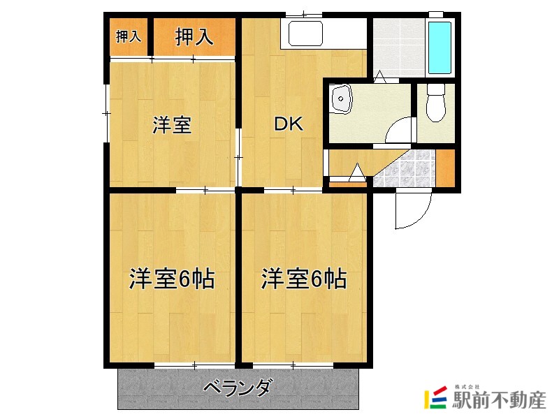 小郡市美鈴が丘のアパートの間取り