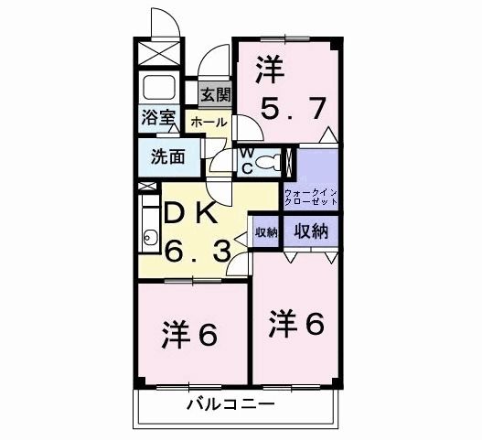 北九州市小倉北区赤坂のマンションの間取り