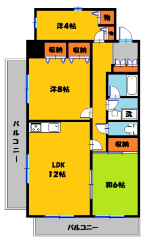 宇都宮市西原町のマンションの間取り