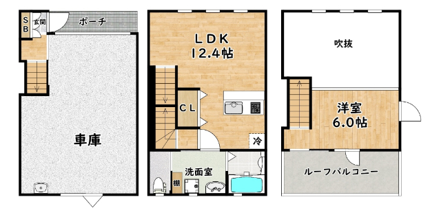 【ガレージハウスＰＩＳＴＡの間取り】