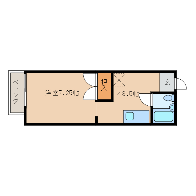 都城市一万城町のアパートの間取り