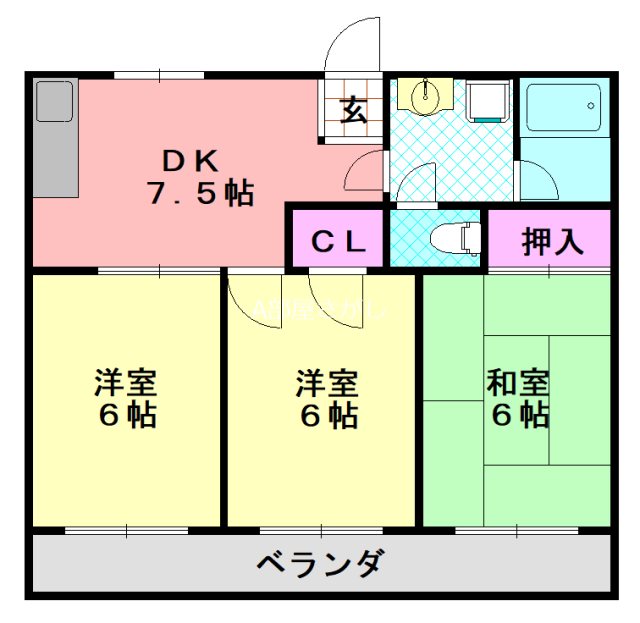 大阪市平野区加美西のマンションの間取り