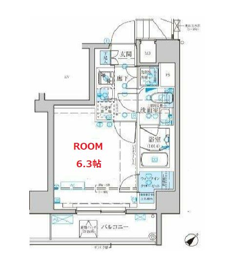 【横浜市神奈川区新町のマンションの間取り】