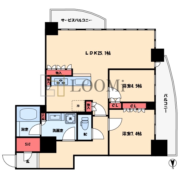 ローレルタワー堺筋本町の間取り