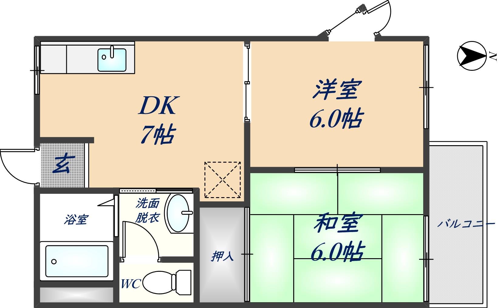 東大阪市豊浦町のアパートの間取り