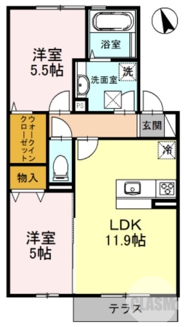 堺市北区八下北のアパートの間取り