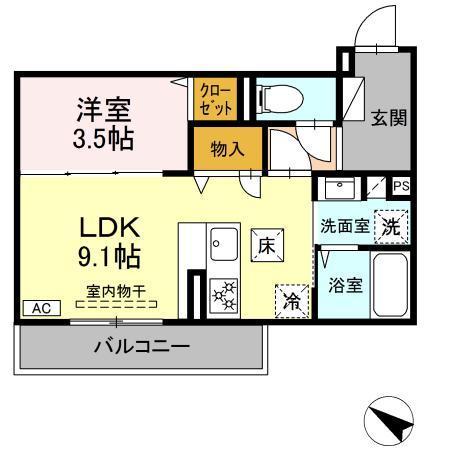 東広島市八本松飯田のアパートの間取り