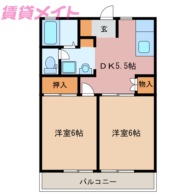 三重郡菰野町大字田口のアパートの間取り