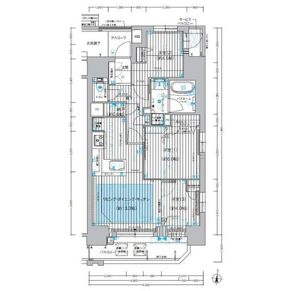 名古屋市中区栄のマンションの間取り