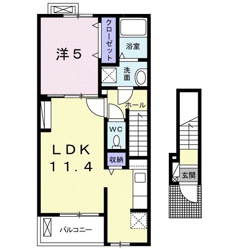 橋本市岸上のアパートの間取り