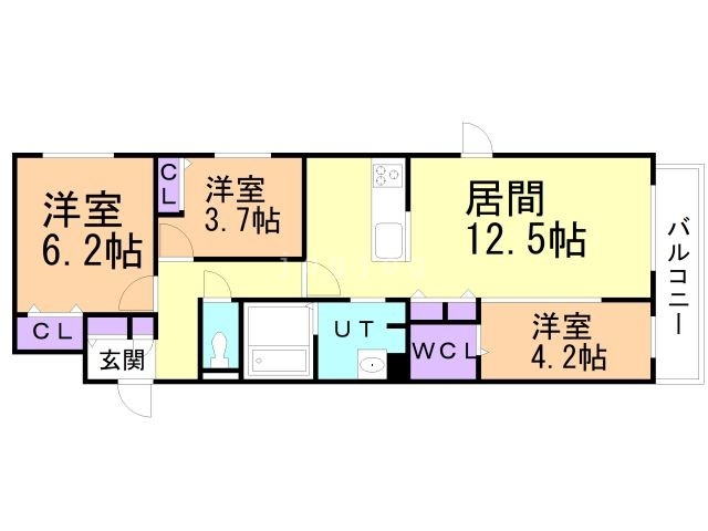 札幌市白石区南郷通のマンションの間取り