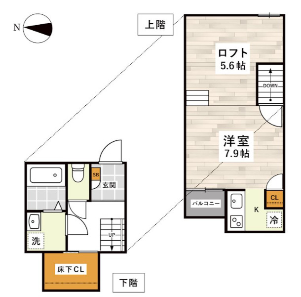 熊本市中央区坪井のアパートの間取り