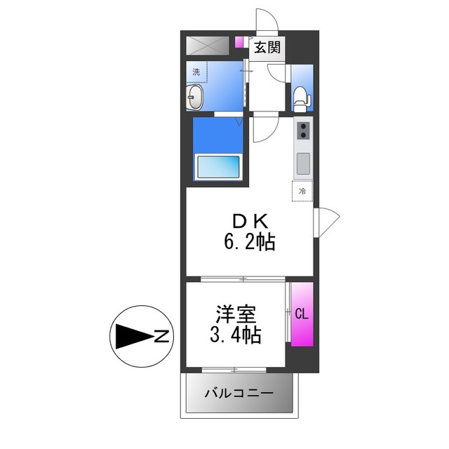 大阪市平野区瓜破のマンションの間取り