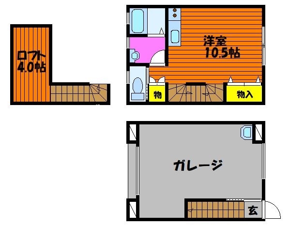 岡山市東区広谷のアパートの間取り