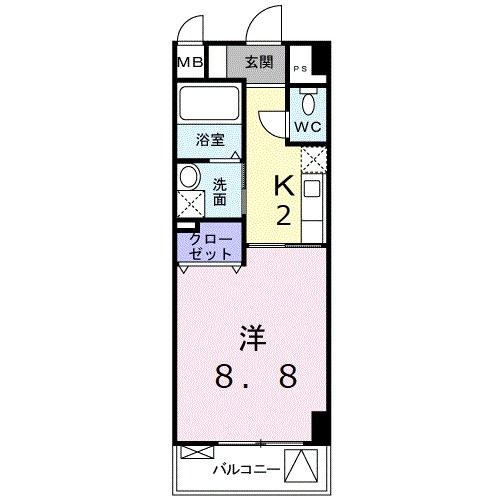 【岡山市北区中山下のマンションの間取り】