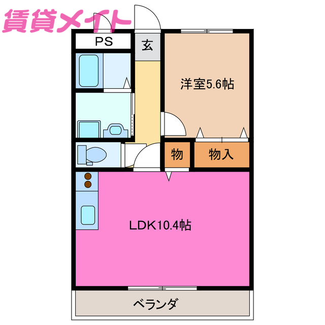 津市栗真中山町のアパートの間取り