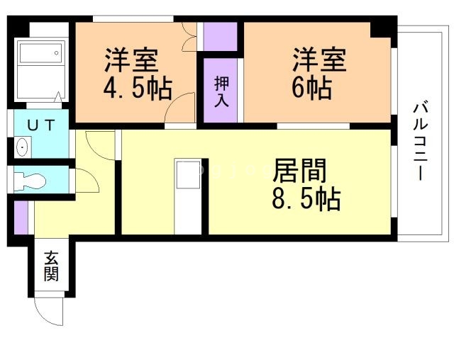 札幌市白石区川下三条のマンションの間取り