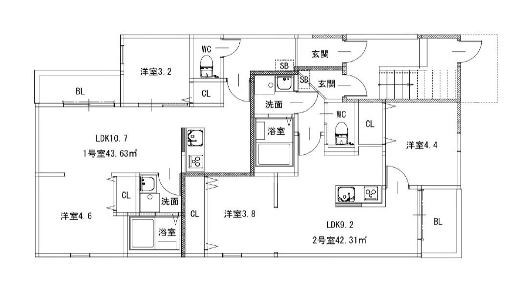 福岡市西区福重のアパートの間取り