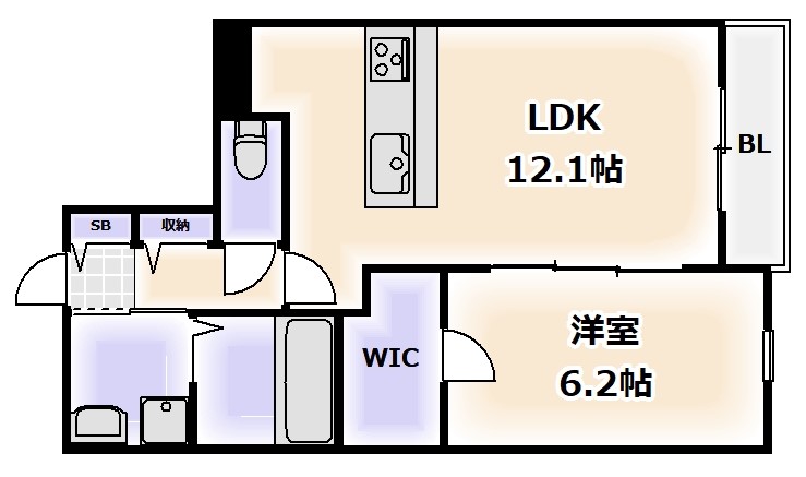 大阪市阿倍野区北畠のアパートの間取り