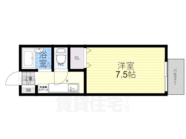 京都市伏見区深草大亀谷大谷町のアパートの間取り