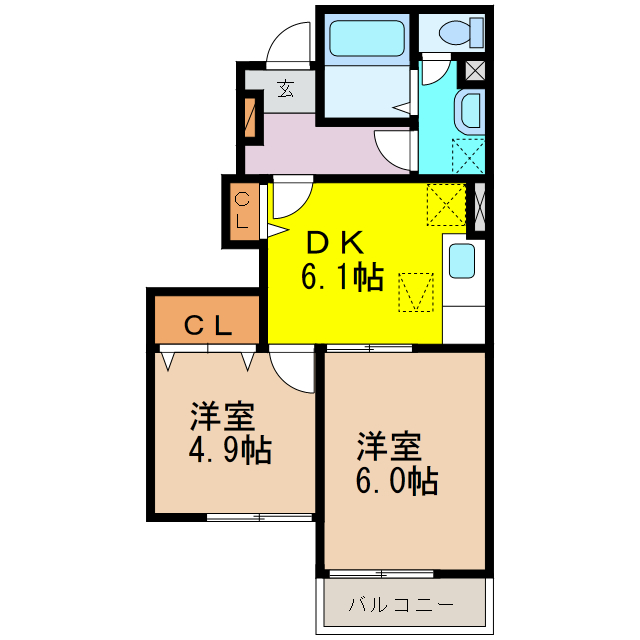 雲仙市吾妻町大木場名のアパートの間取り