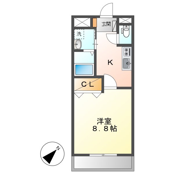 倉敷市林のアパートの間取り