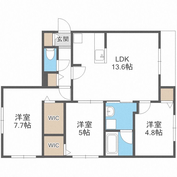 北海道札幌市西区発寒二条３（マンション）の賃貸物件の間取り