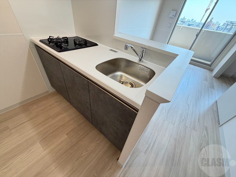 キッチン　２口ガスコンロのシステムキッチン