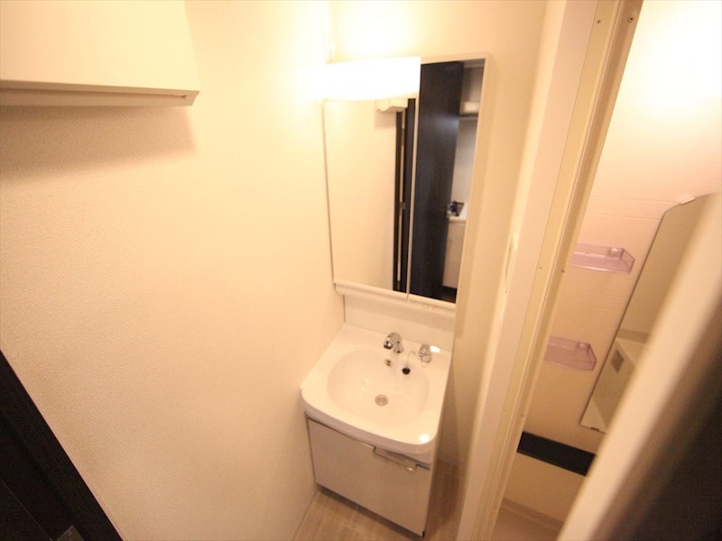 洗面設備　脱衣所　独立洗面台（シャンプードレッサー付）収納スペース有