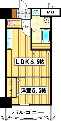 地下鉄箱崎線 呉服町駅 徒歩11分 14階建 築23年の間取り写真