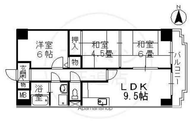 近鉄けいはんな線 吉田駅 徒歩10分 10階建 築34年の間取り写真