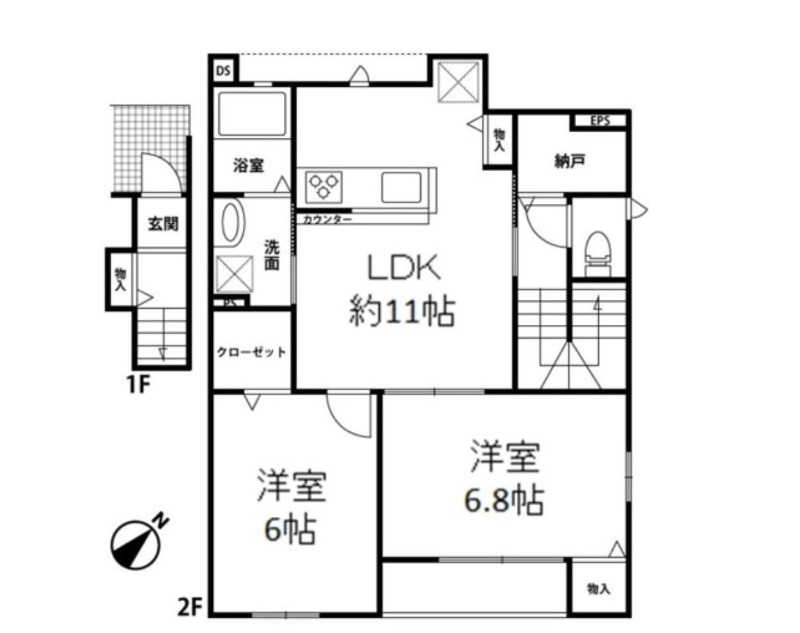 埼玉高速鉄道 鳩ケ谷駅 徒歩17分 2階建 築13年の間取り写真