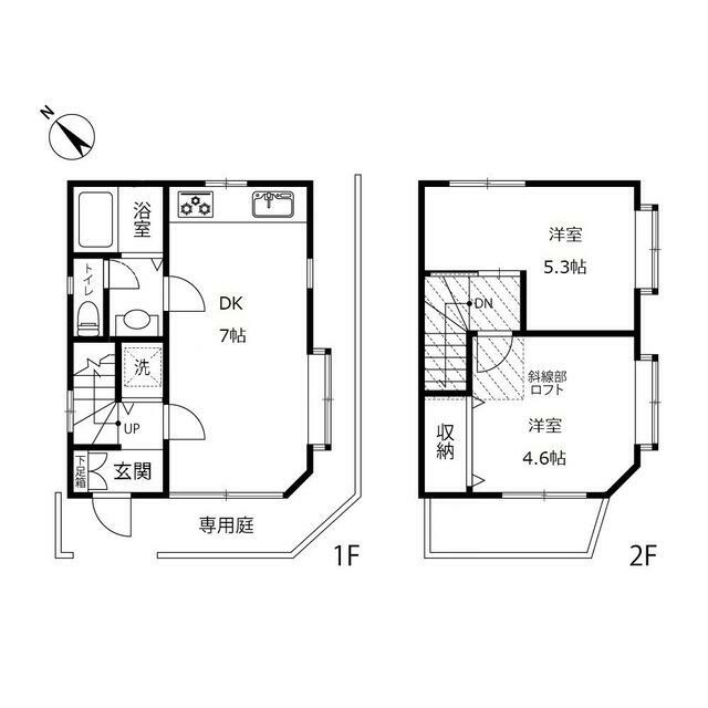 東急目黒線 西小山駅 徒歩4分 2階建 築35年の間取り写真